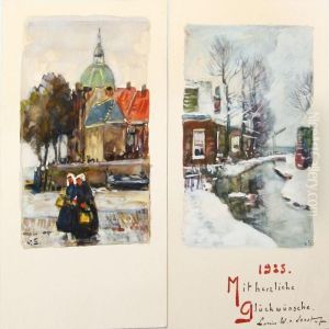 Canal Scene, Winter by Louis Willem Van Soest
