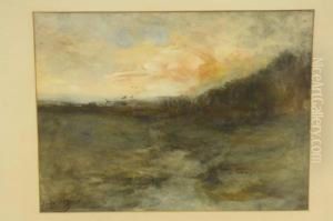 Avondstemming Met Ondergaande Zon by Louis Willem Van Soest