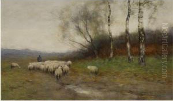A Shepherd With His Flock - view 1