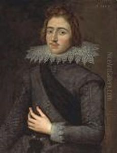 A Portrait Of A Gentleman, Half-length,wearing A Black Doublet And A Lace Collar by Paul Ii Van Somer