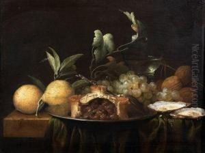 Nature Morte Aux Citrons, Tourte Et Huitres by Joris Van Son