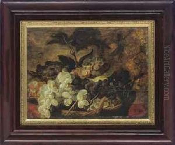 Red And White Grapes In A Wicker Basket - view 1