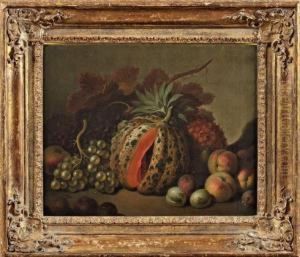 Nature Morte Au Melon Et A L'ananas by Gerard Van Spaendonck