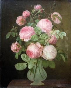 Bouquet De Roses Dans Un Vase by Gerard Van Spaendonck