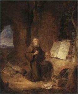 A Penitent Hermit In A Grotto by Jacob van Spreeuwen