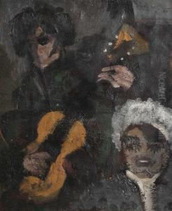 Flamenco-gitarist En Vrouw by Henri Van Straten