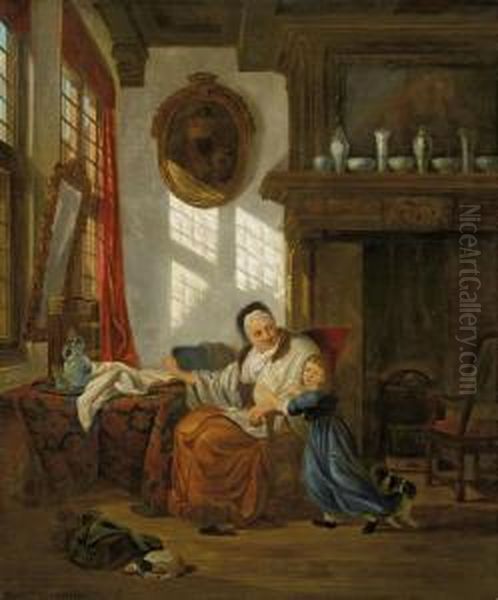 Interieur Mit Grossmutterund Enkelkind - view 1
