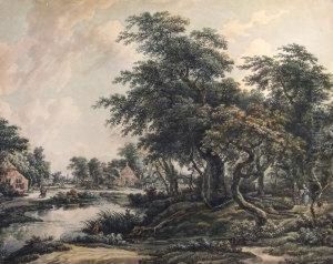 Wooded River Landscape by Jacob Van Stry