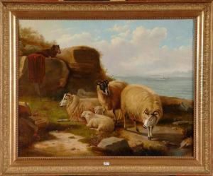 Moutons Au Bord De La Mer by Jacob Van Stry