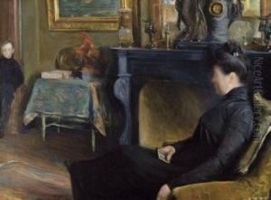Interieur Avec Mere Et Enfant - Stephanie Van Strydonck, Femme Del'artiste by Guillaume Van Strydonck