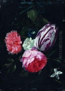 Jete De Fleurs Et De Lierre Retenus Par Un Noeud Bleu by Jan Philip van Thielen
