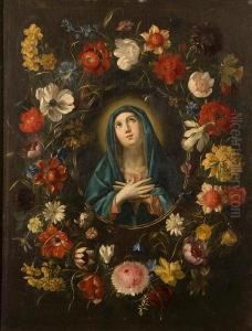 Madonna With Floral Wreath