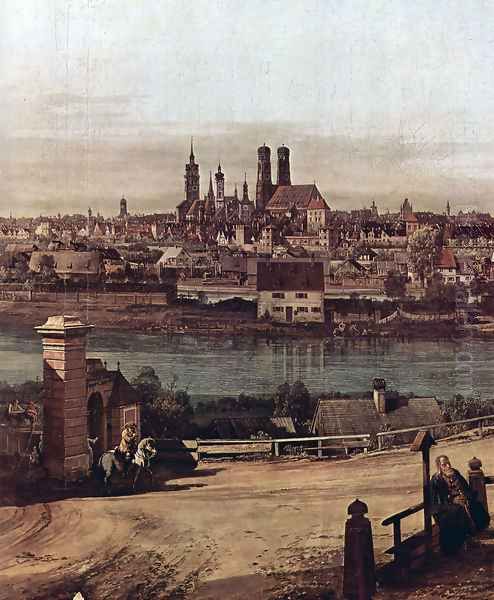 View from Munich, The Bridge gate and the Isar, Munich Heidhausen view, Detail 2 - view 1