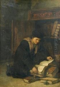 Portrait Of A Scholar In His Library by Hendrik Albert Van Trigt