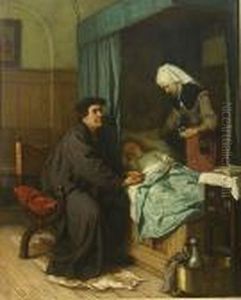 Bezorgde Ouders Bij Hun Dochter. by Hendrik Albert Van Trigt