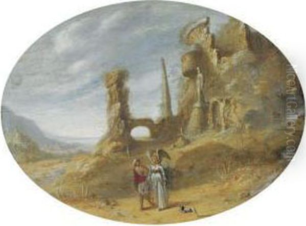 An Italianate Landscape With Tobias And The Angel Near Classicalruins - view 1