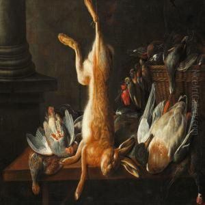 Still Life With Hare, Duck, Dove And Birds by Adriaen van Utrecht