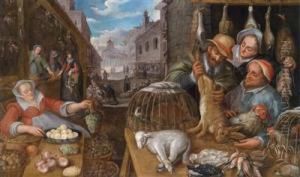 A Market Scene - An Allegory Of Autumn by Frederik van Valkenborch