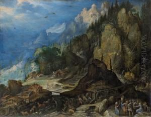 Gebirgslandschaft Mitzwei Wassermuhlen by Frederik van Valkenborch