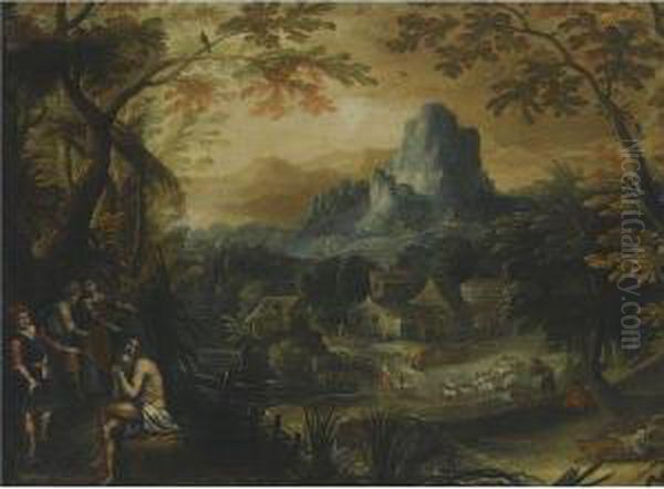 A Mountainous Landscape With Job Being Mocked By The People Ofthe Town by Frederik van Valkenborch