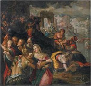 Biblische Szene(bethlehemitischer Kindermord?) by Gillis van Valckenborch