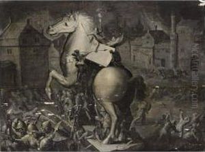The Wooden Horse Of Troy by Gillis van Valckenborch