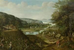 River Landscape With Grape Harvest