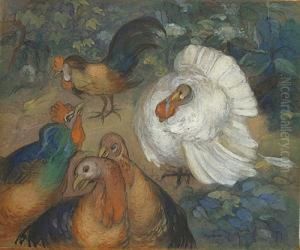 Dindons Et Poules by Theodorus Van Hoytema