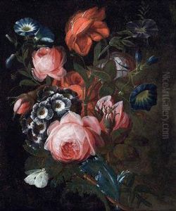 Blumenstillleben Mit Schmetterling