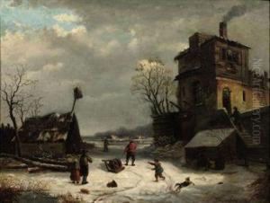 A Winter's Day by Johannes Petrus van Velzen