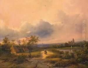 Weite Landschaft Mit Figuren by Johannes Petrus van Velzen