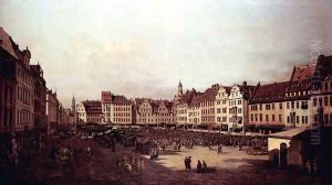 View of Dresden, The Old Market Square from the Seegasse by Bernardo Bellotto