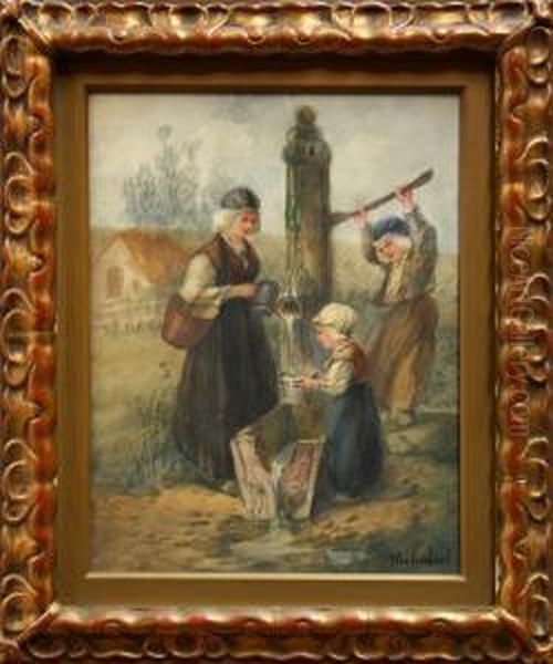 Figures At A Water Pump - view 1