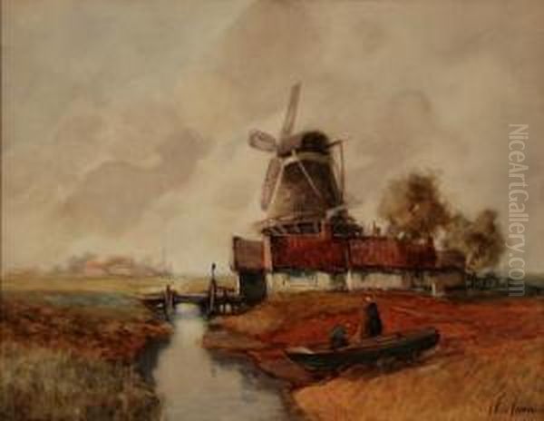 Dutch Estuary With Windmill - view 1