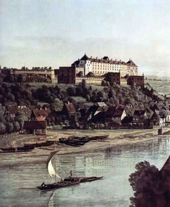 View from Pirna, Pirna of the vineyards at Posta, with Fortress Sonnenstein, Detail