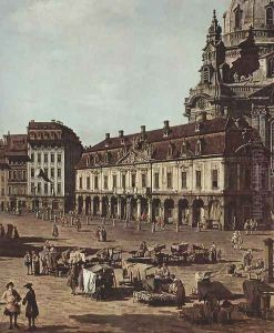 View of Dresden, the Neumarkt the street from Moritz, Detail