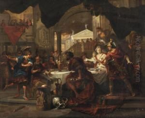 Phineus Interrupting The Wedding Of Perseus And Andromeda by Dominicus Ascanius Van Wijnen