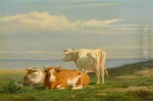 Cows At A Lake by Anthonie Jacobus Van Wyngaerts