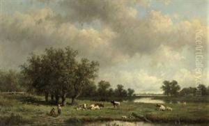 Cows In The Pasture by Anthonie Jacobus Van Wyngaerts