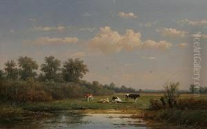 A Dutch Pasturage With Cattle by Anthonie Jacobus Van Wyngaerts