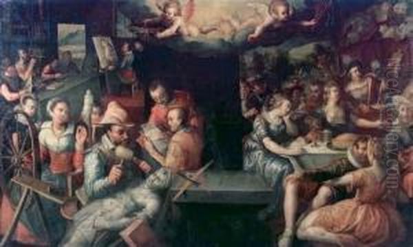 Le Couronnement Des Arts Et Du Travail Et La Punition Des Plairs Temporels. - view 1
