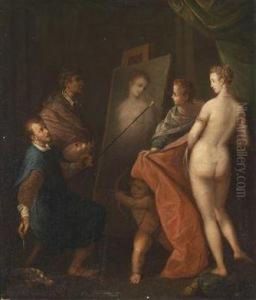 Apelles Painting Campaspe In The Presence Of Alexander The Great by Jeremias van Winghen or Wingen