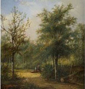 Laubwaldstuck Mit Figurenstaffage by Johannes Pieter Van Wisselingh