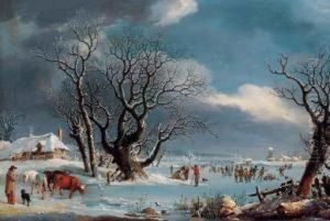 Skaters In A Winter Landscape