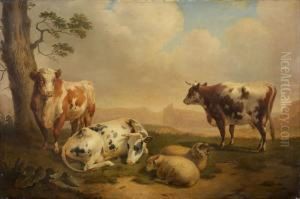 Landschaft Mit Kuhen Undschafen by Abraham Bruining Van Worrell