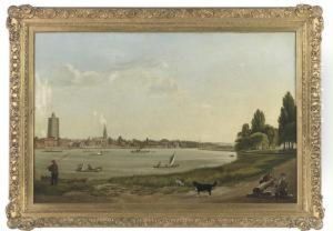Two Timber Merchants And Their Faithfull Companions On The North Bank Of The Thames by Abraham Bruining Van Worrell