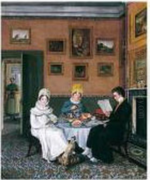 A Gentleman And Two Ladies Taking Breakfast - view 1