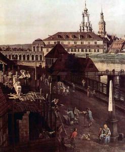 View of Dresden, The Fortress plants in Dresden, with a moat between Wilschen Gate Bridge and Post miles pil