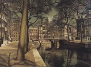 Leidsegracht Near Herengracht, Amsterdam by Gerrit Willem Van Yperen