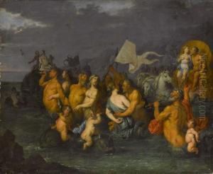 Tritonen Und Nereiden Vor Muschelwagen Mit Poseidon Und Amphridite by Jan Thomas Van Yperen